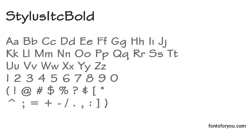 Czcionka StylusItcBold – alfabet, cyfry, specjalne znaki