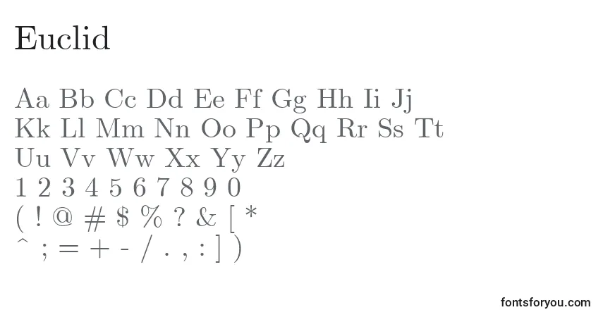 Schriftart Euclid – Alphabet, Zahlen, spezielle Symbole