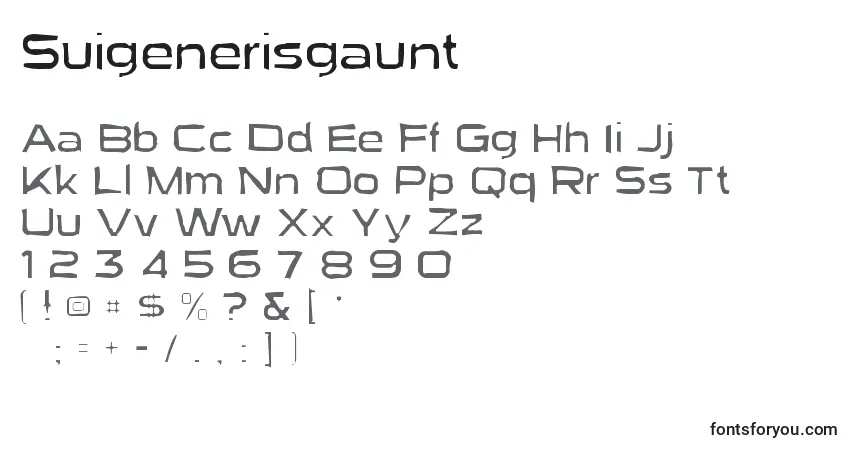 A fonte Suigenerisgaunt – alfabeto, números, caracteres especiais
