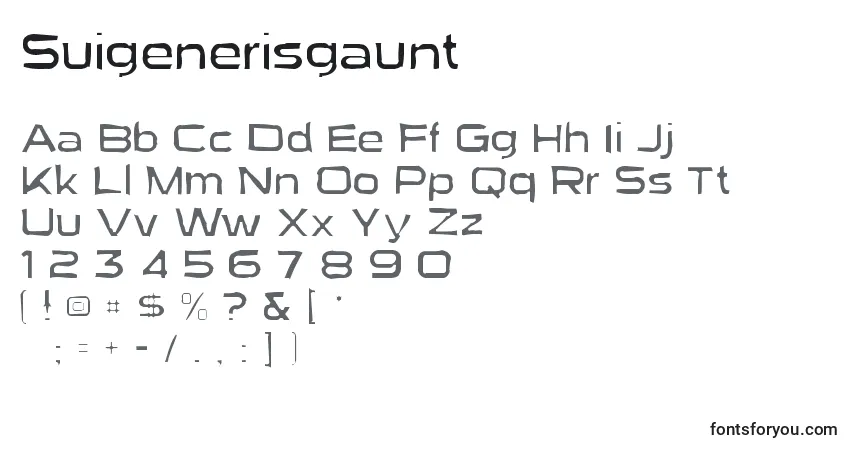 Schriftart Suigenerisgaunt – Alphabet, Zahlen, spezielle Symbole