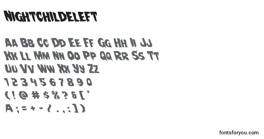 Nightchildeleft Font – alphabet, numbers, special characters