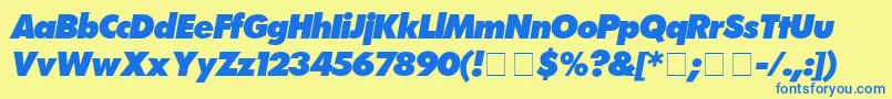 FuturaExtrabolditalic Font – Blue Fonts on Yellow Background