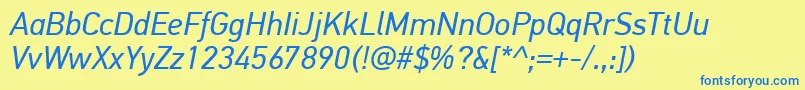 PfdintextproItalic Font – Blue Fonts on Yellow Background