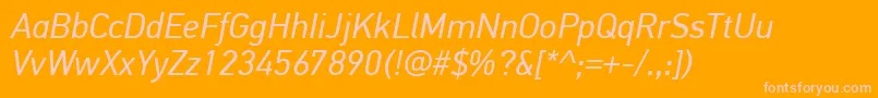 PfdintextproItalic Font – Pink Fonts on Orange Background