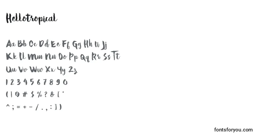 Schriftart Hellotropical – Alphabet, Zahlen, spezielle Symbole
