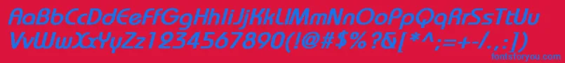 Czcionka BrookhouseBoldItalic – niebieskie czcionki na czerwonym tle