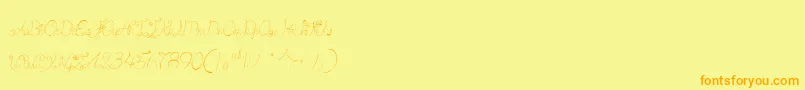 フォントCastleOctopus – オレンジの文字が黄色の背景にあります。
