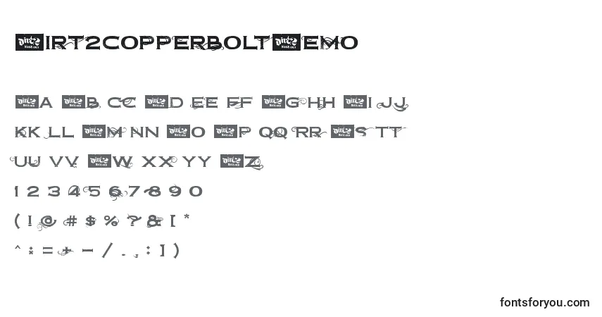 Czcionka Dirt2CopperboltDemo (82966) – alfabet, cyfry, specjalne znaki