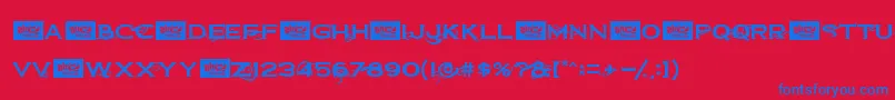 Dirt2CopperboltDemo-Schriftart – Blaue Schriften auf rotem Hintergrund
