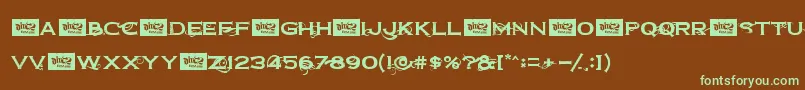 フォントDirt2CopperboltDemo – 緑色の文字が茶色の背景にあります。