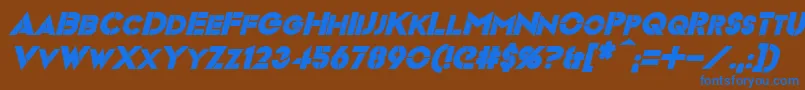VideopacBoldItalic Font – Blue Fonts on Brown Background