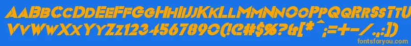 VideopacBoldItalic Font – Orange Fonts on Blue Background