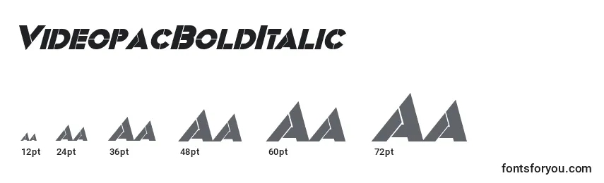 Размеры шрифта VideopacBoldItalic