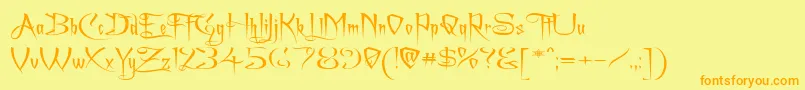 Achafexp Font – Orange Fonts on Yellow Background