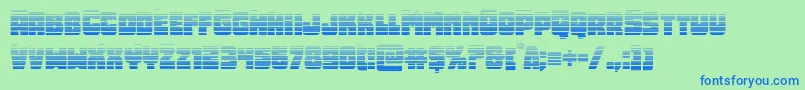 Opusmundigrad-Schriftart – Blaue Schriften auf grünem Hintergrund