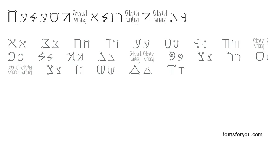 Celestialwriting-fontti – aakkoset, numerot, erikoismerkit