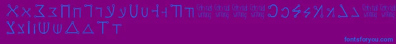 Celestialwriting-Schriftart – Blaue Schriften auf violettem Hintergrund