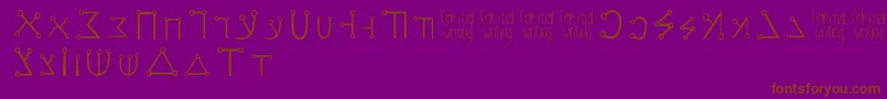 Celestialwriting-Schriftart – Braune Schriften auf violettem Hintergrund