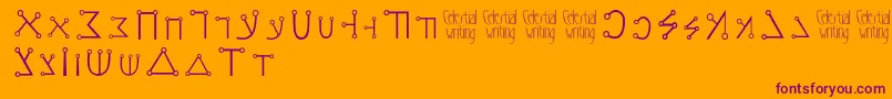 Celestialwriting-Schriftart – Violette Schriften auf orangefarbenem Hintergrund