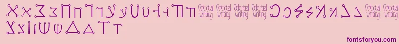 Celestialwriting-Schriftart – Violette Schriften auf rosa Hintergrund