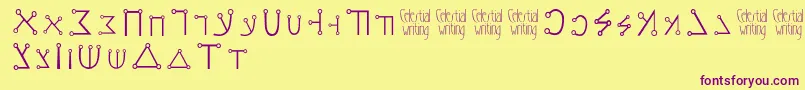 Celestialwriting-Schriftart – Violette Schriften auf gelbem Hintergrund