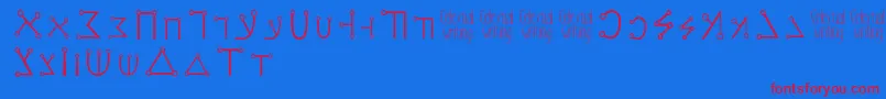 フォントCelestialwriting – 赤い文字の青い背景
