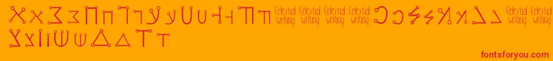 Celestialwriting-Schriftart – Rote Schriften auf orangefarbenem Hintergrund