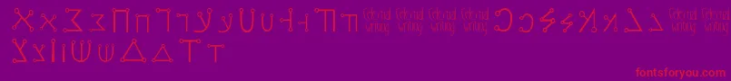 Celestialwriting-Schriftart – Rote Schriften auf violettem Hintergrund