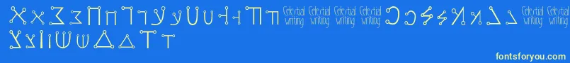 Celestialwriting-Schriftart – Gelbe Schriften auf blauem Hintergrund