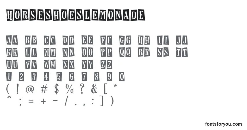 A fonte Horseshoeslemonade (82972) – alfabeto, números, caracteres especiais