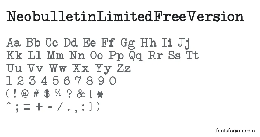 NeobulletinLimitedFreeVersionフォント–アルファベット、数字、特殊文字
