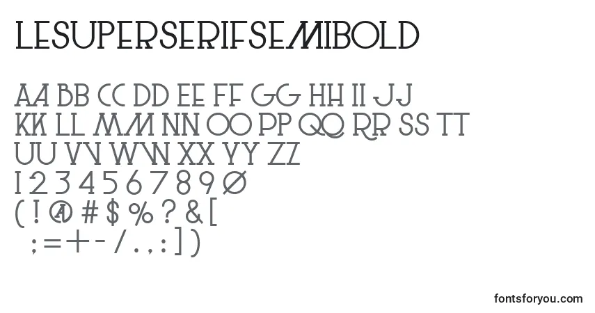Czcionka LeSuperSerifSemibold – alfabet, cyfry, specjalne znaki