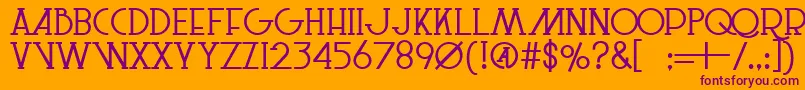 Fonte LeSuperSerifSemibold – fontes roxas em um fundo laranja
