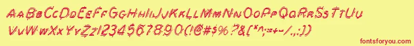 BerserkerCondensedItalic Font – Red Fonts on Yellow Background