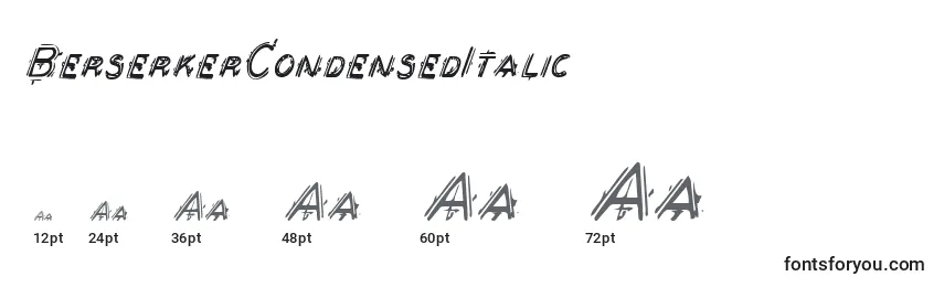 Размеры шрифта BerserkerCondensedItalic