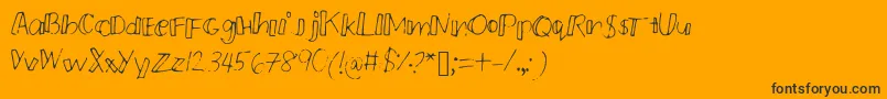 Fonte Pmsmallcrew – fontes pretas em um fundo laranja
