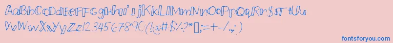 Pmsmallcrew Font – Blue Fonts on Pink Background