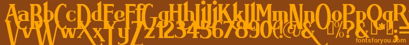 Brimarg-Schriftart – Orangefarbene Schriften auf braunem Hintergrund