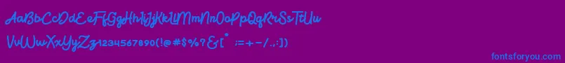 BrightBeautyNormal Font – Blue Fonts on Purple Background