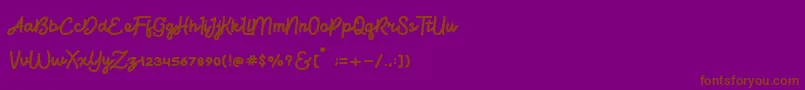Fonte BrightBeautyNormal – fontes marrons em um fundo roxo