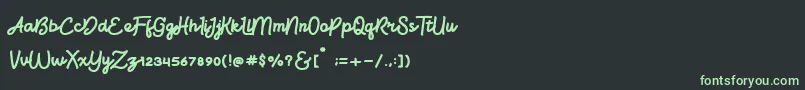フォントBrightBeautyNormal – 黒い背景に緑の文字