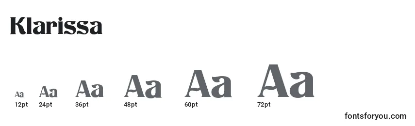 Größen der Schriftart Klarissa