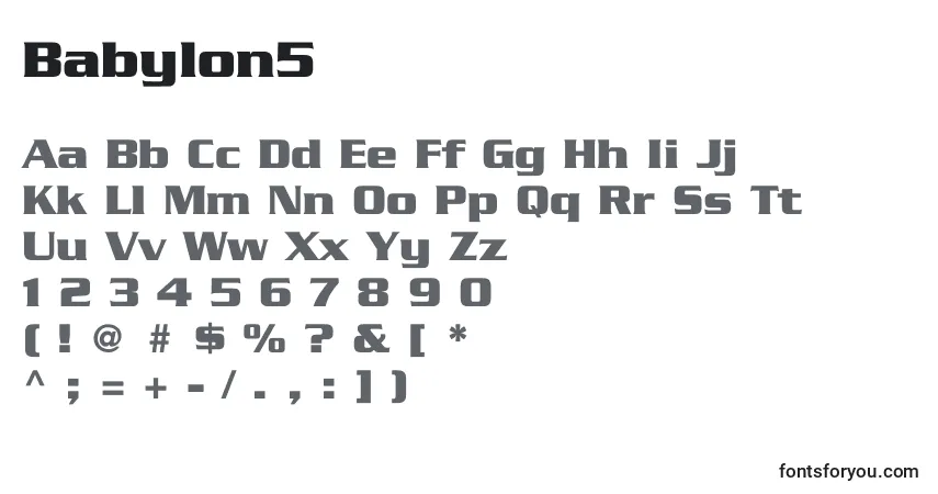Czcionka Babylon5 – alfabet, cyfry, specjalne znaki