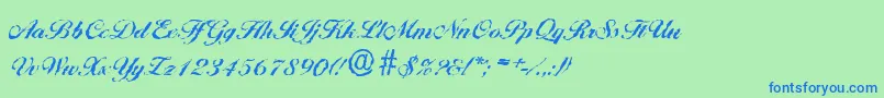 BallantinesrandomBold-Schriftart – Blaue Schriften auf grünem Hintergrund