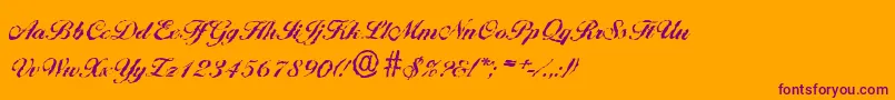 BallantinesrandomBold-Schriftart – Violette Schriften auf orangefarbenem Hintergrund