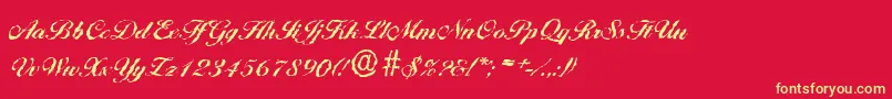 BallantinesrandomBold-Schriftart – Gelbe Schriften auf rotem Hintergrund