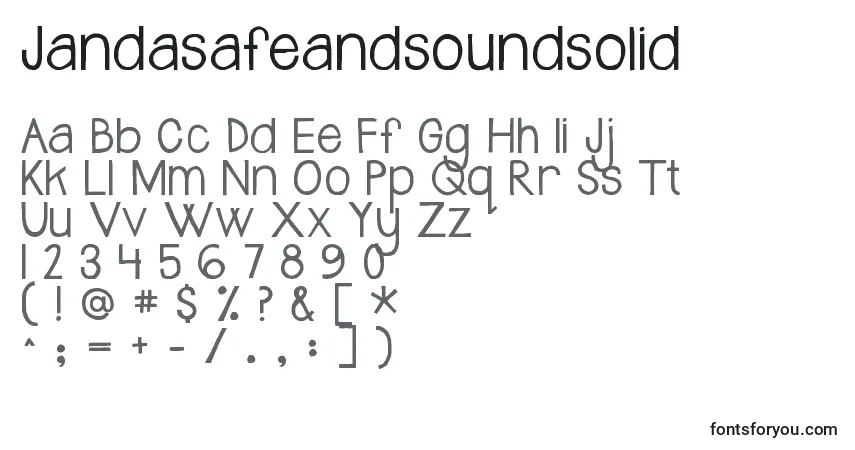 A fonte Jandasafeandsoundsolid – alfabeto, números, caracteres especiais