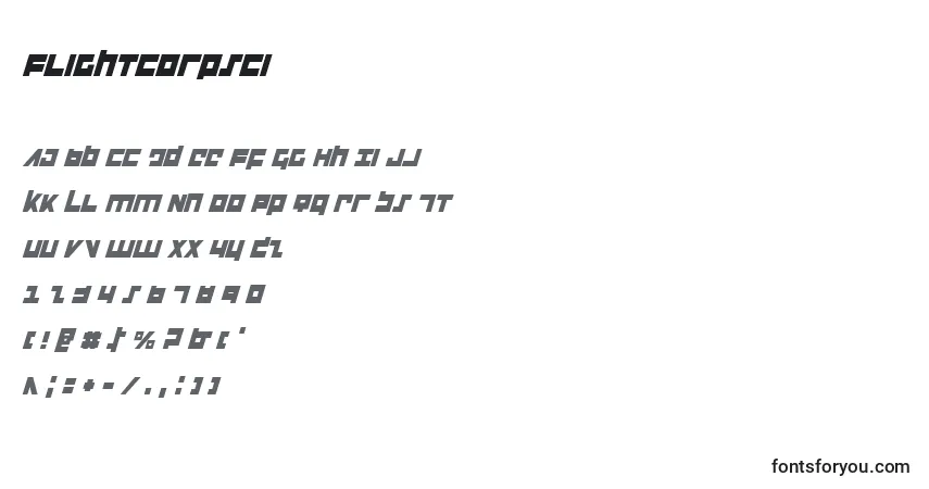 Schriftart Flightcorpsci – Alphabet, Zahlen, spezielle Symbole