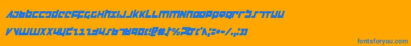 Flightcorpsci-Schriftart – Blaue Schriften auf orangefarbenem Hintergrund