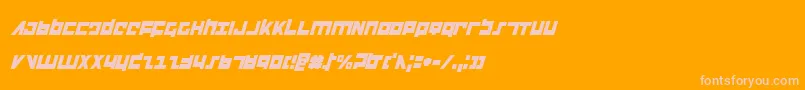 Flightcorpsci-Schriftart – Rosa Schriften auf orangefarbenem Hintergrund